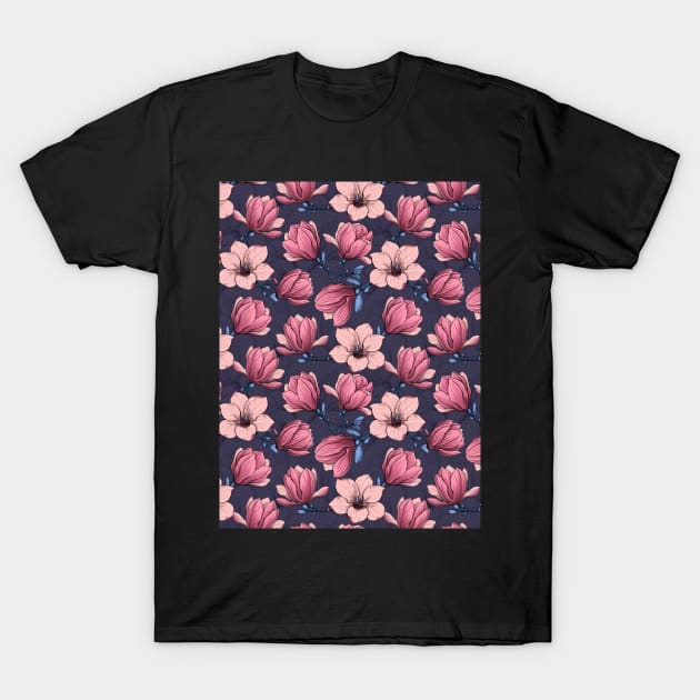 Magnolia garden in pink and blue T-Shirt by katerinamk